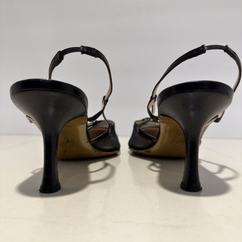 CHANEL BLACK MESH CC BOW SLINGBACK HEELS (IT 40) - Picture 7 of 16